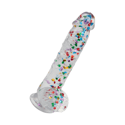 Glitzerherz-Dildo mit Saugfuß, 16,5 cm Glitzerherz-Dildo mit Saugfuß, 16,5 cm