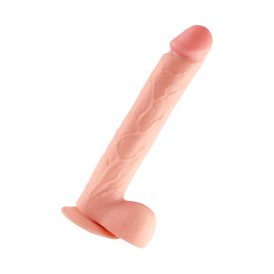Geaderter Naturdildo mit Hoden, 28 cm