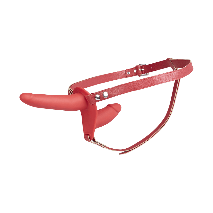 Doppelter Strap-On-Dildo aus Silikon, 16 cm