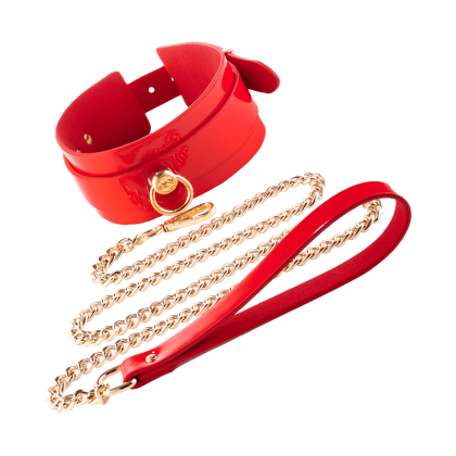 High Gloss Bondage O-Ring Collar & Leash High Gloss Bondage O-Ring Collar & Leash