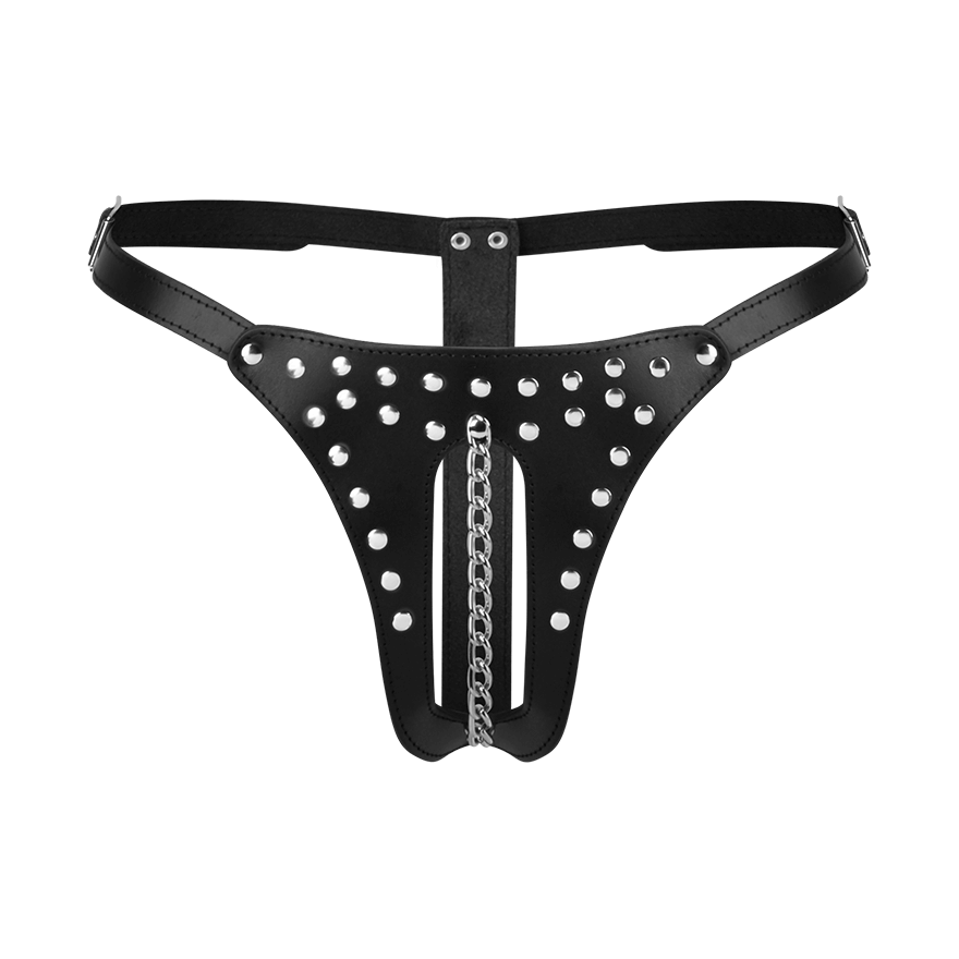 Ledertanga mit Kette