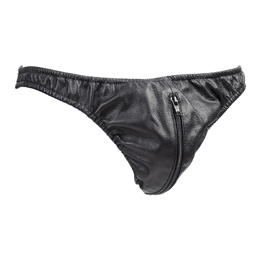 Leder-Slip mit Reißverschluss