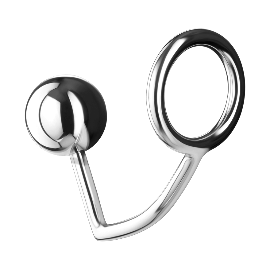 Metall-Penisring mit Analdildo, L, 5 cm