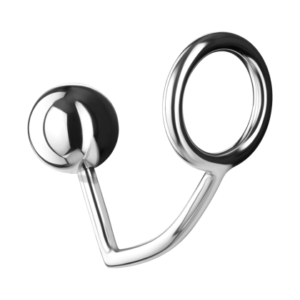 Metall-Penisring mit Analdildo, L, 5 cm Metall-Penisring mit Analdildo, L, 5 cm