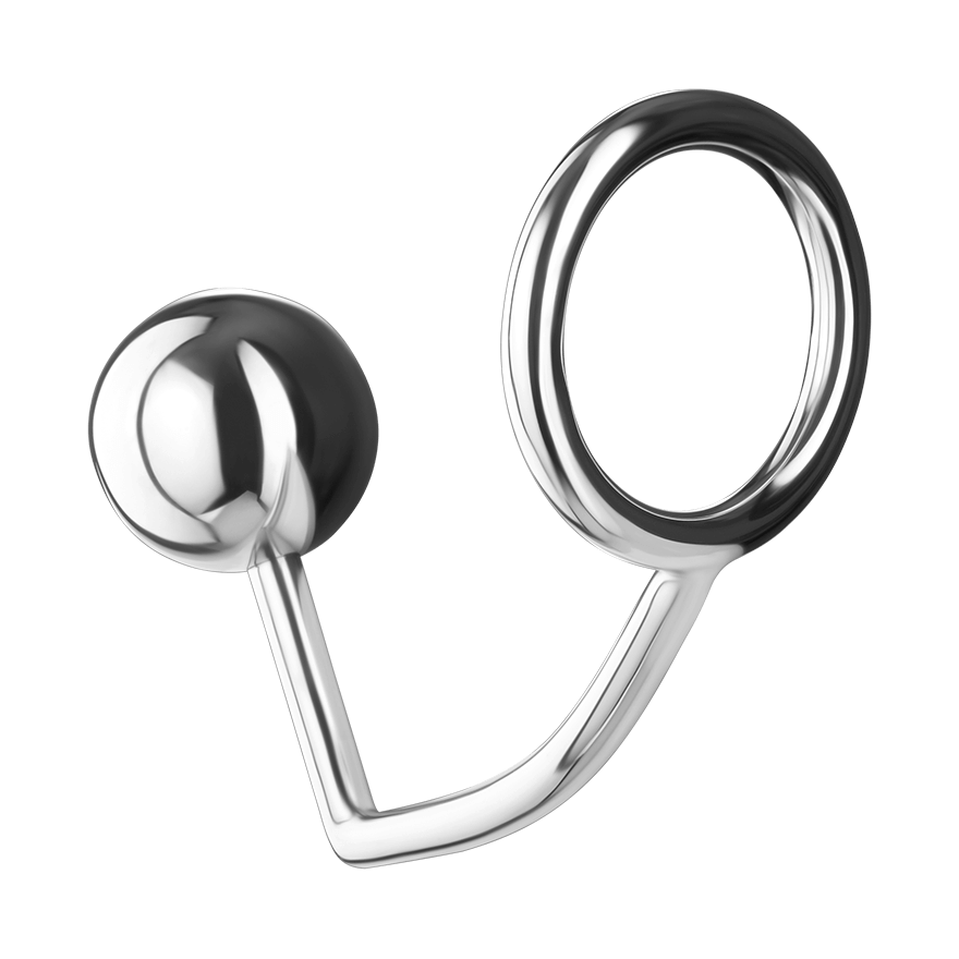 Metall-Penisring mit Analdildo, XL, 5,5 cm