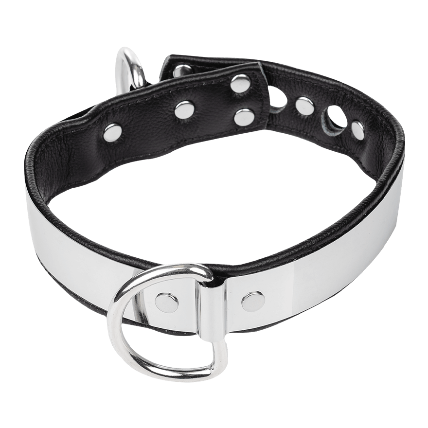 Lederhalsband mit Metall und Schloss