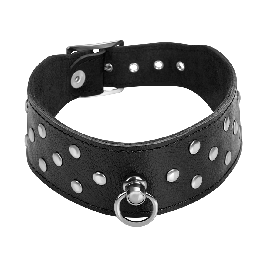 Breites Leder-Halsband mit Flachnieten