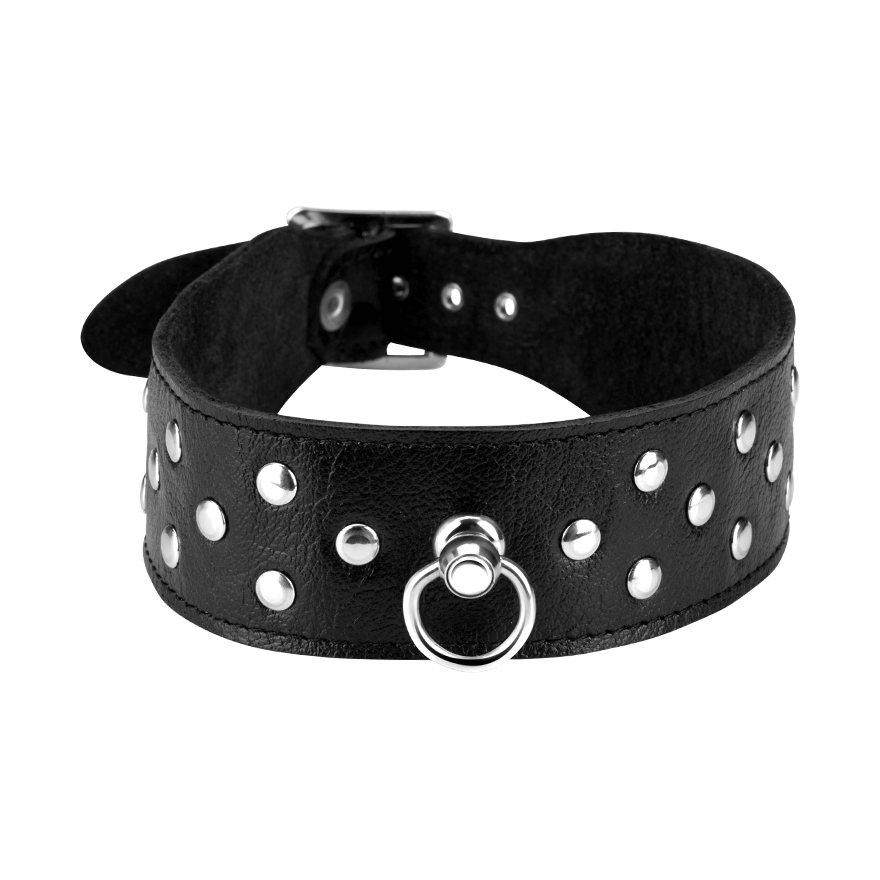 Breites Leder-Halsband mit Flachnieten
