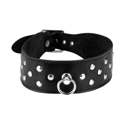 Breites Leder-Halsband mit Flachnieten Breites Leder-Halsband mit Flachnieten