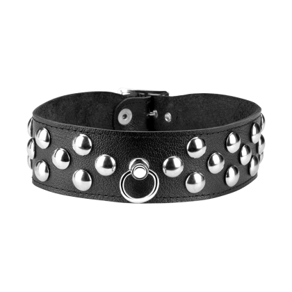 Leder-Halsband mit großen Flachnieten Leder-Halsband mit großen Flachnieten