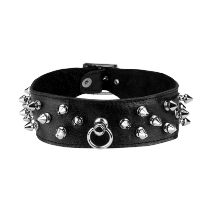 Breites Leder-Halsband mit Killernieten Breites Leder-Halsband mit Killernieten