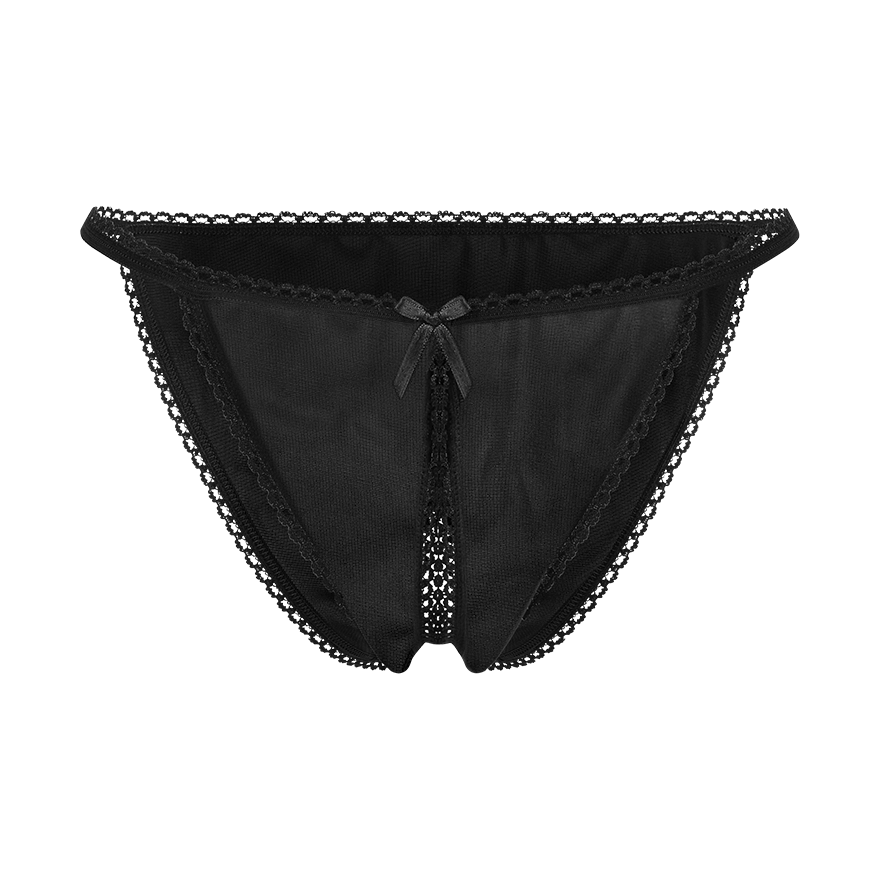 Offener Spitzenslip mit Schleifchen