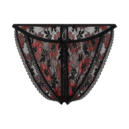 Offener Spitzenslip mit Schleifchen Offener Spitzenslip mit Schleifchen