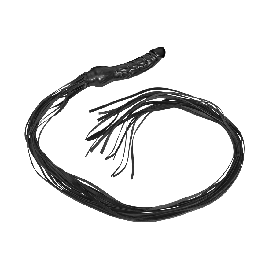 Latexdildo mit 15 Lederriemen, 13 cm