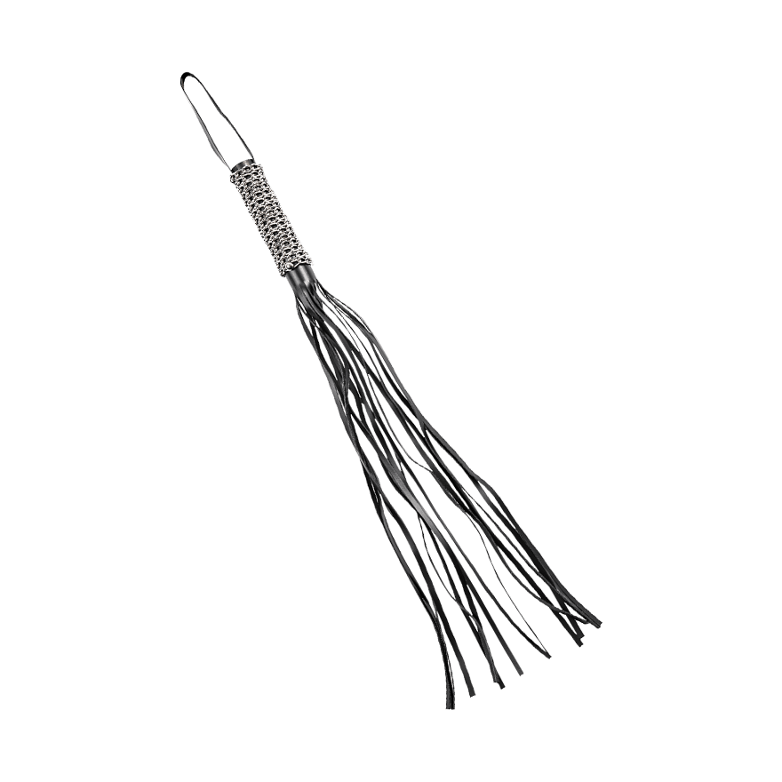 Kurze Lederpeitsche mit Metallkette