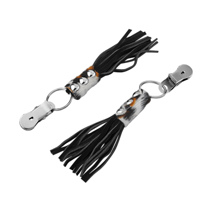 Nippelklemmen mit Leder-Quasten Nippelklemmen mit Leder-Quasten