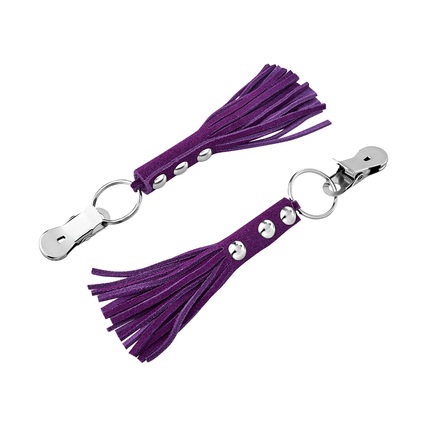 Nippelklemmen mit Leder-Quasten