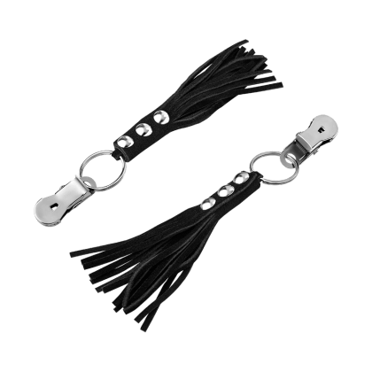 Nippelklemmen mit Leder-Quasten Nippelklemmen mit Leder-Quasten
