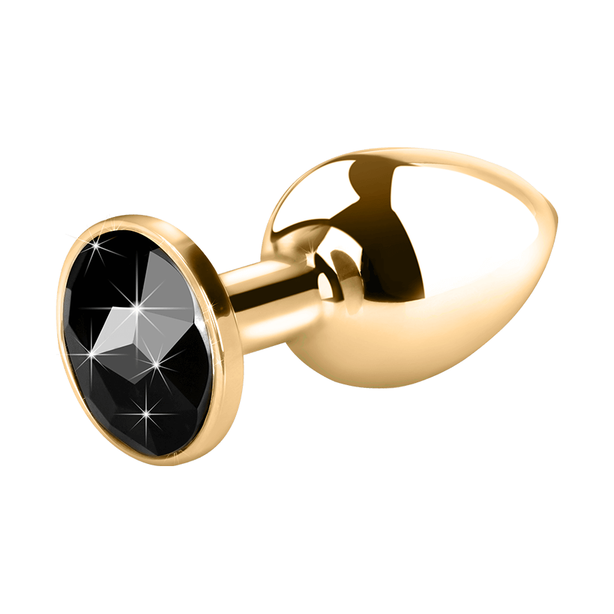 Edelstahl-Dildo mit Kristall, gold, 7,5 cm