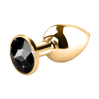 Edelstahl-Dildo mit Kristall, gold, 7,5 cm Edelstahl-Dildo mit Kristall, gold, 7,5 cm