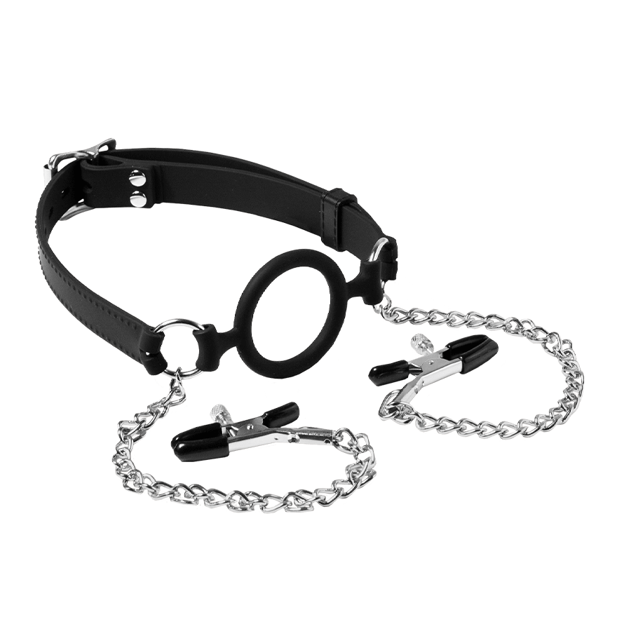 Mundknebel mit O-Ring und Nippelklemmen
