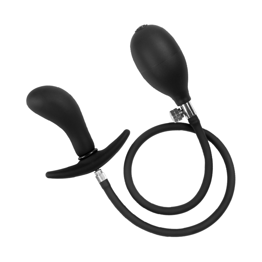 Latex Play - Inflatable Curved Anal Plug with Pump, 8 cm
