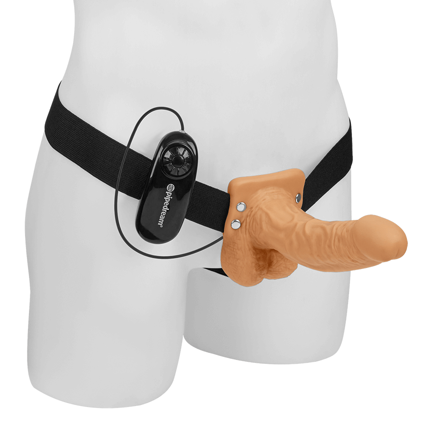 Vibrating Hollow Strap-On with Balls, 21 cm