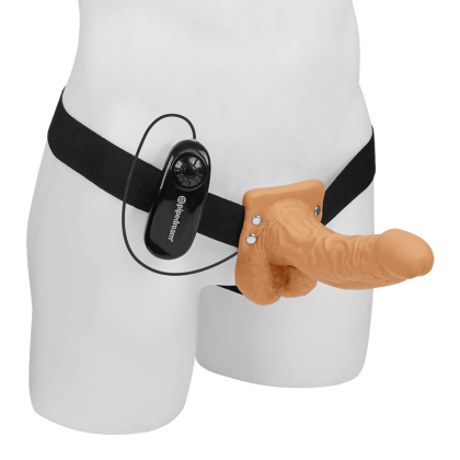 Vibrating Hollow Strap-On with Balls, 21 cm Vibrating Hollow Strap-On with Balls, 21 cm