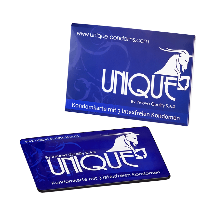 Unique Kondomkarte, 60 mm, 3 Stück