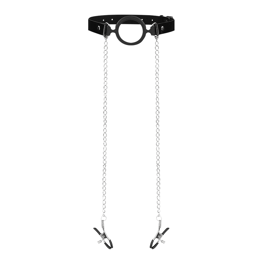 O-Ring Gag with Nipple Clamps