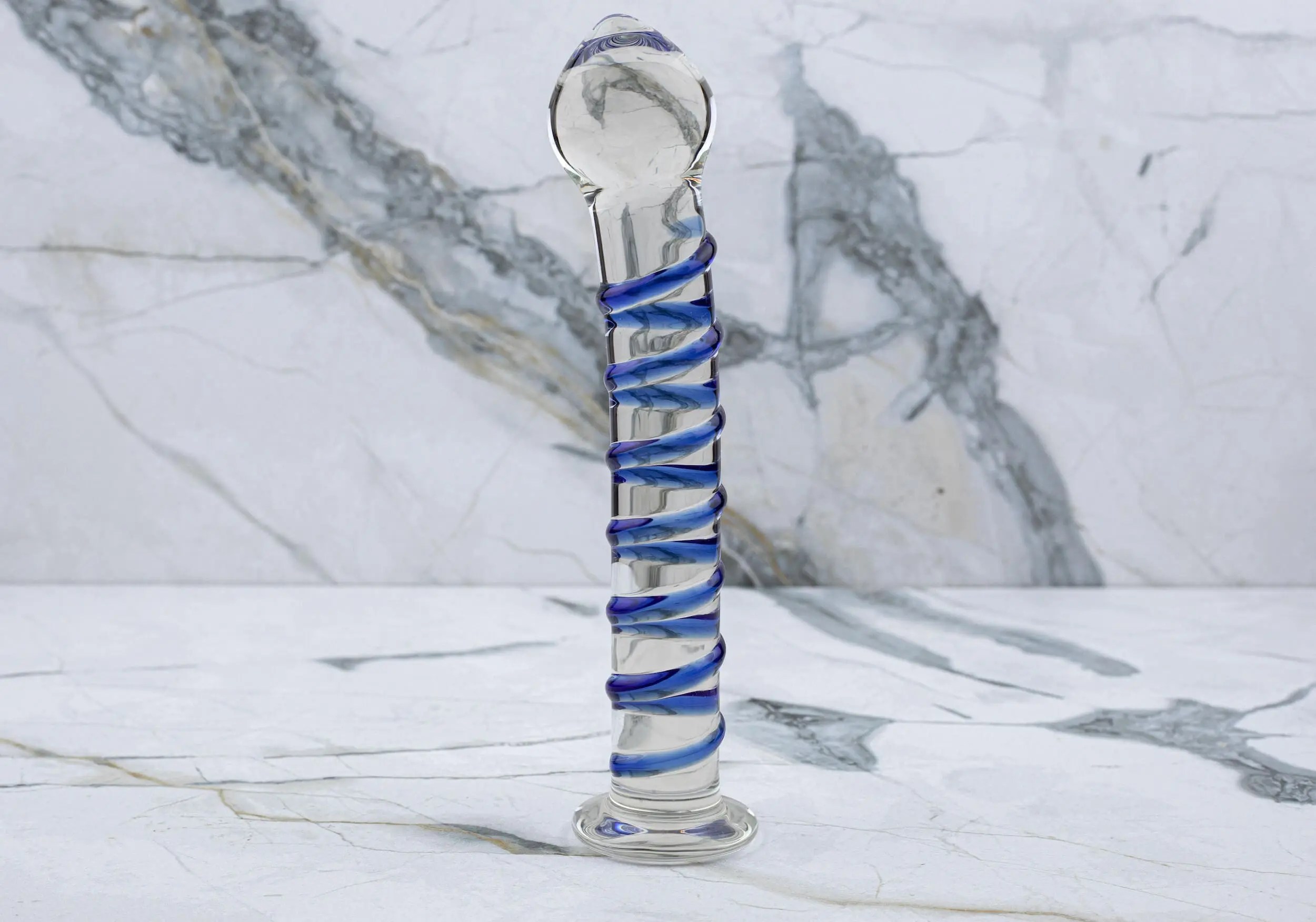 Gläs - Blaue Spirale Glas Dildo