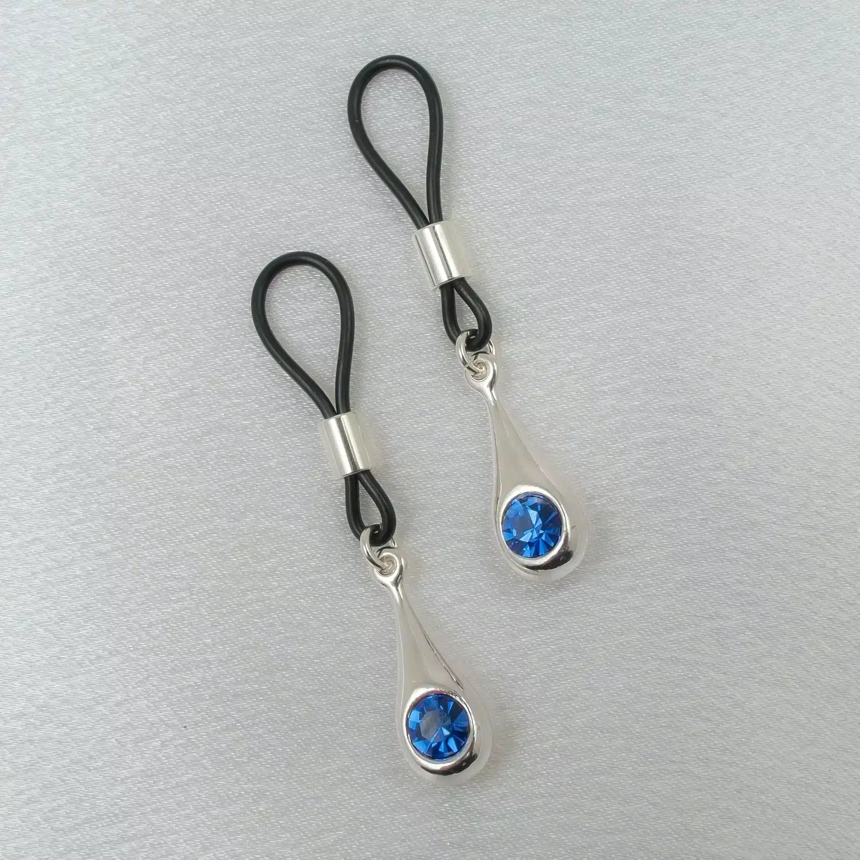 Sylvie Monthulé - Brustwarzenschmuck Blauer Kristall 