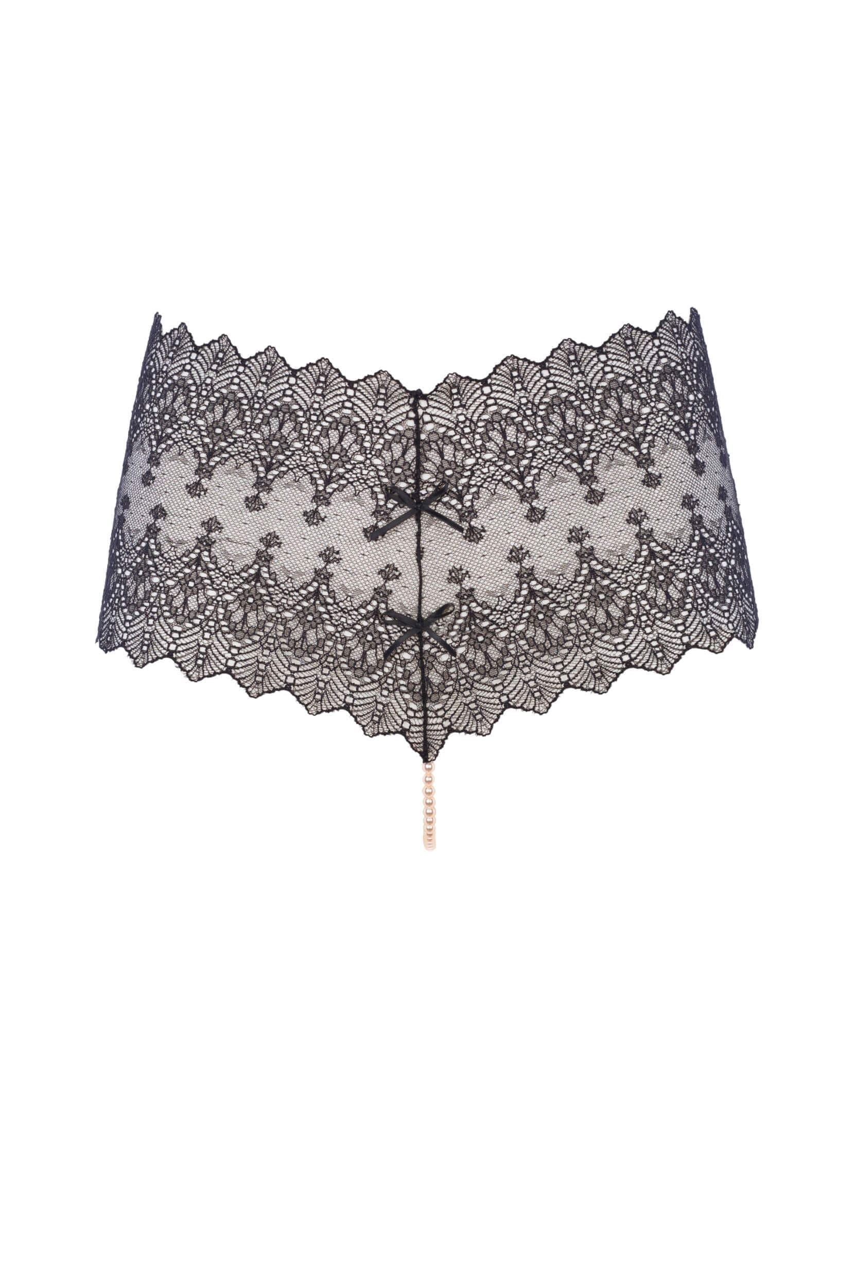 Bracli - Geneva Pantyhose Schwarz - Luxus Perlenstring Dessous Größe Plus
