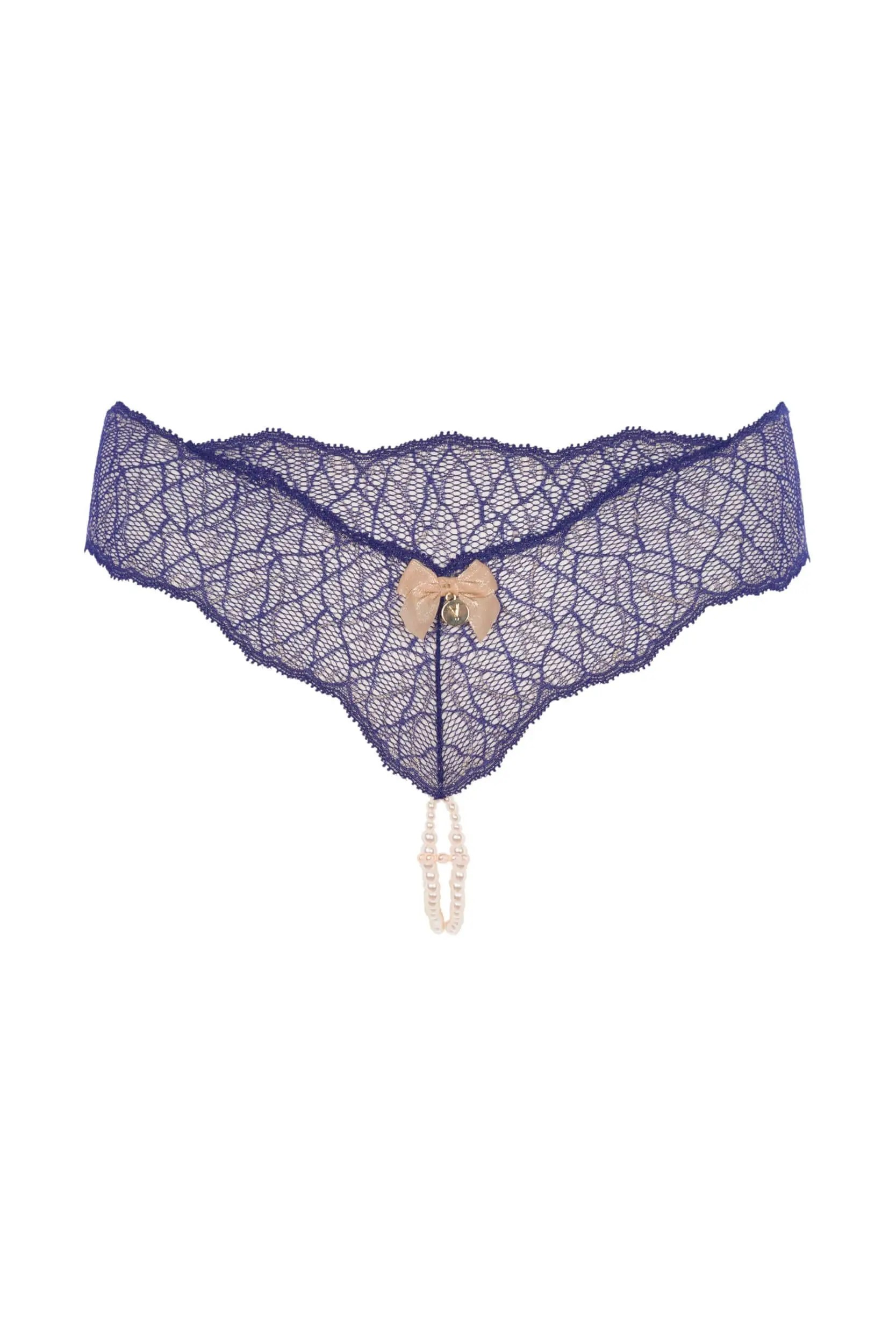 Bracli - Sydney Doppelter Perlenstring Blau - Luxus-Dessous Größe S