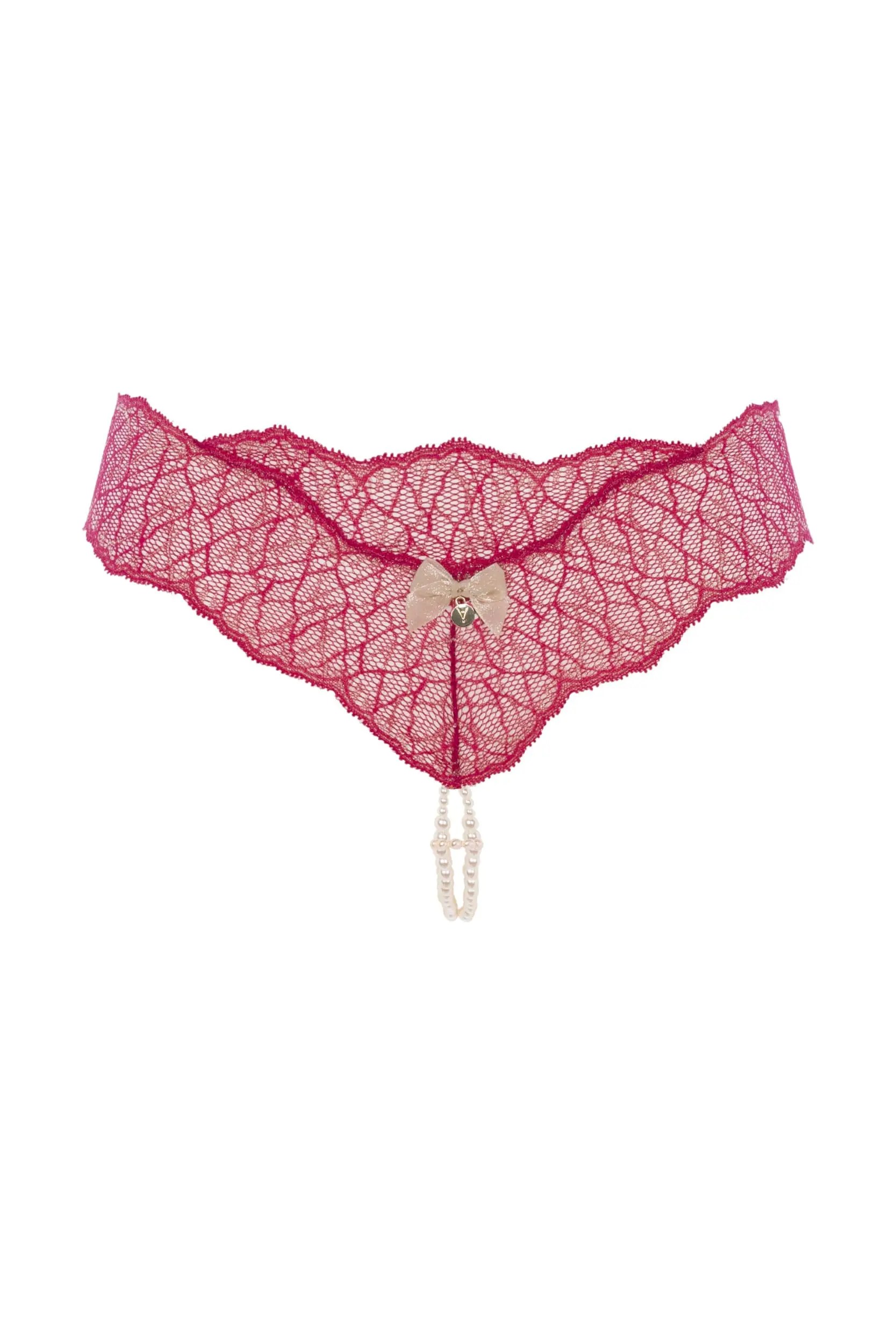 Bracli - Sydney Doppelter Perlenstring Rot - Luxus-Dessous Größe S
