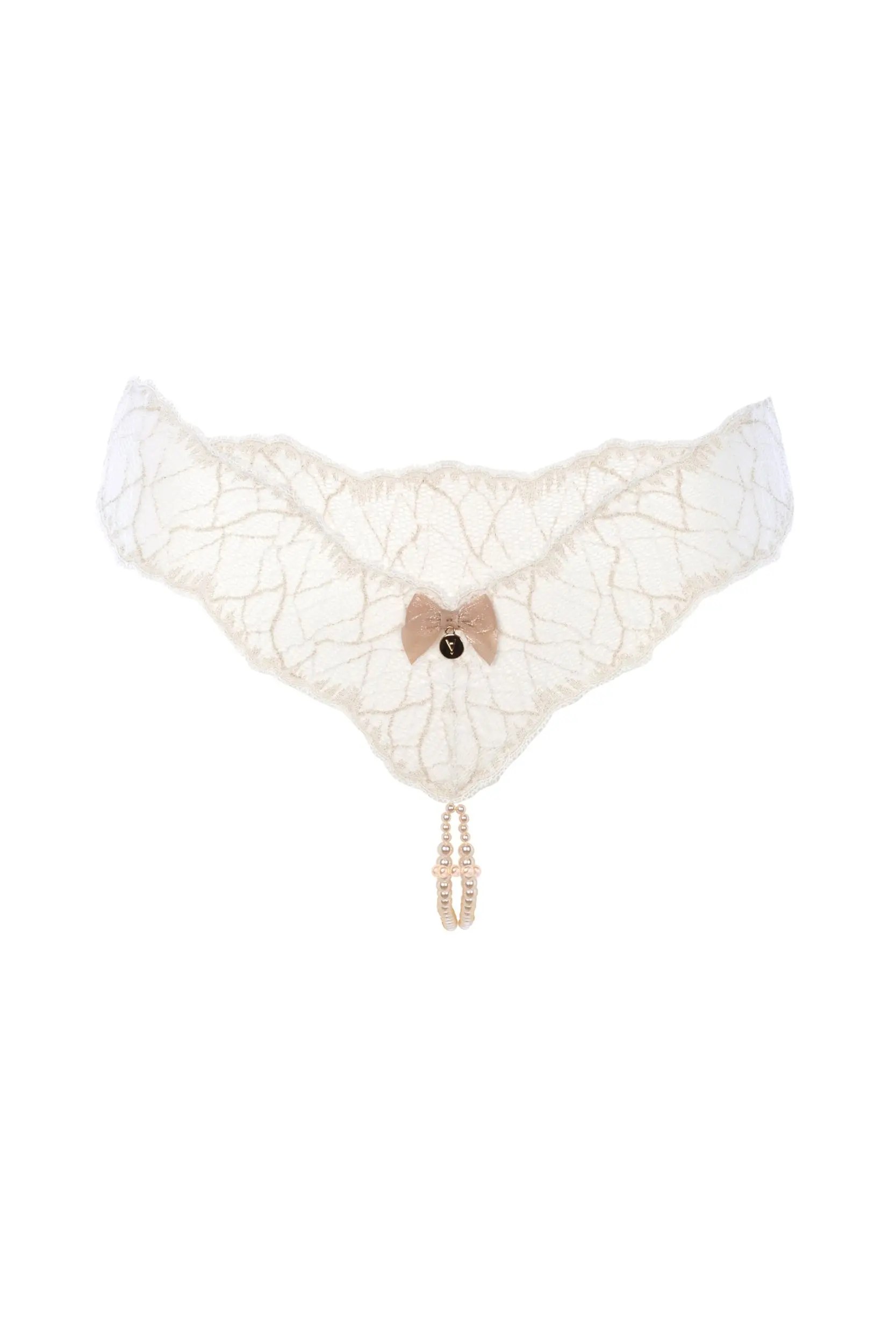 Bracli - Sydney Doppelter Perlenstring Elfenbein - Luxus-Dessous Größe S