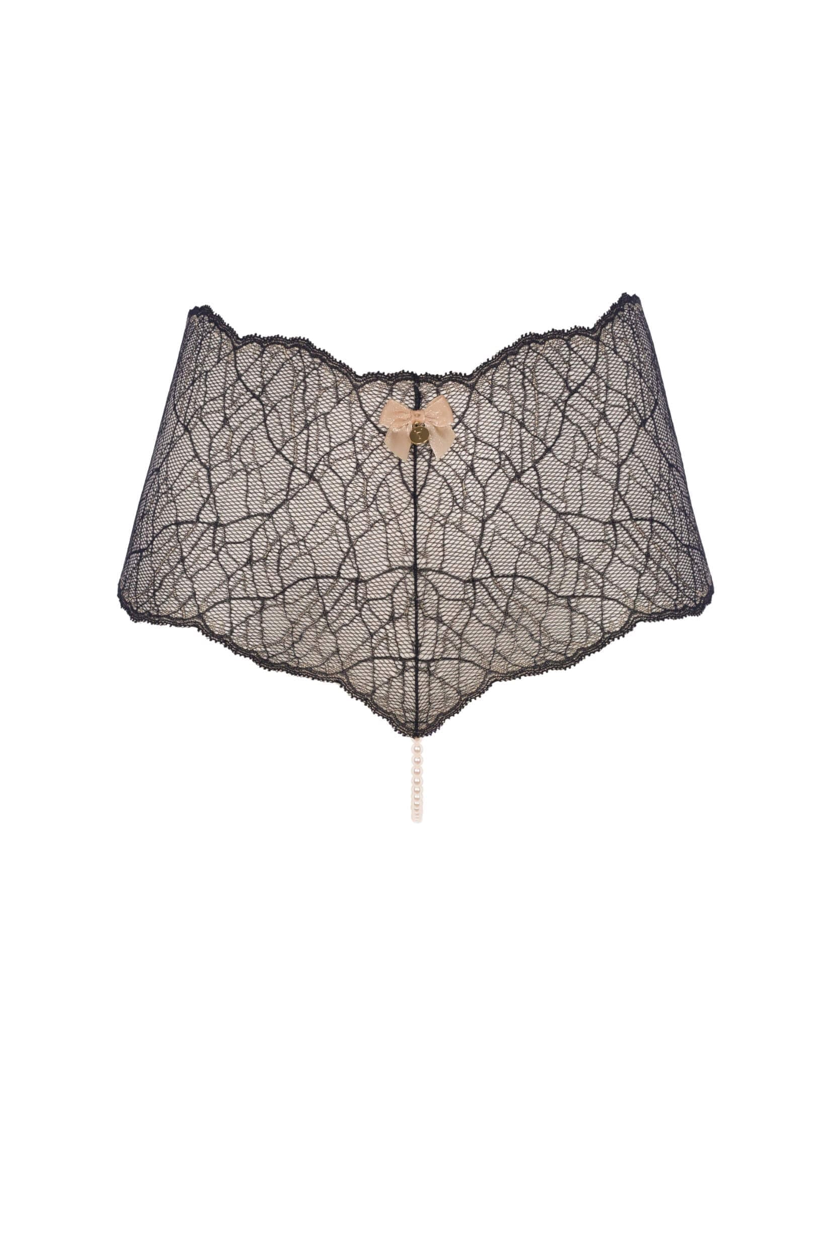 Bracli - Sydney Strumpfhose Schwarz - Luxus Perlenstring Dessous Größe L