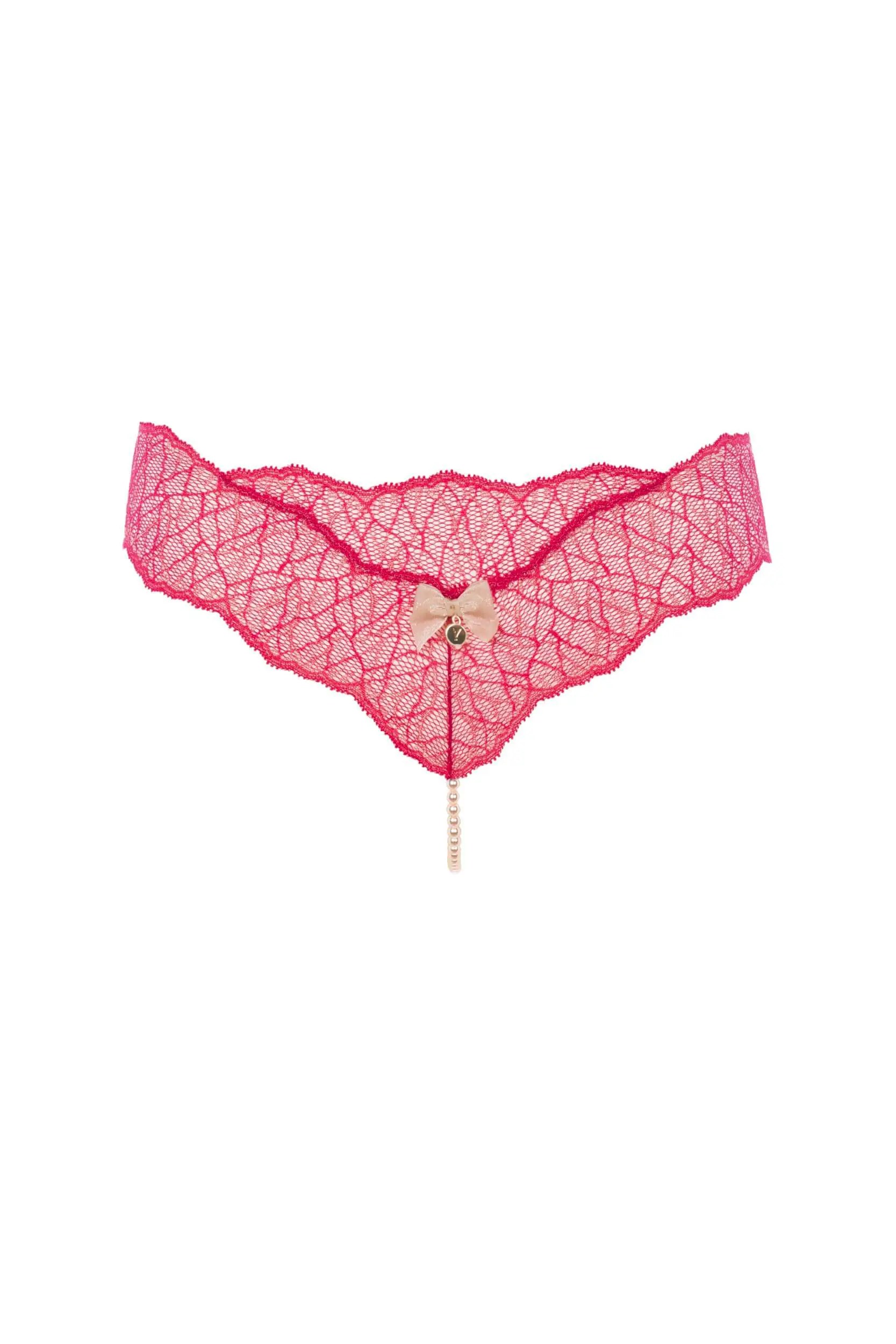Bracli - Sydney Pearl String Rot - Luxus-Dessous mit Perlenkette Größe S