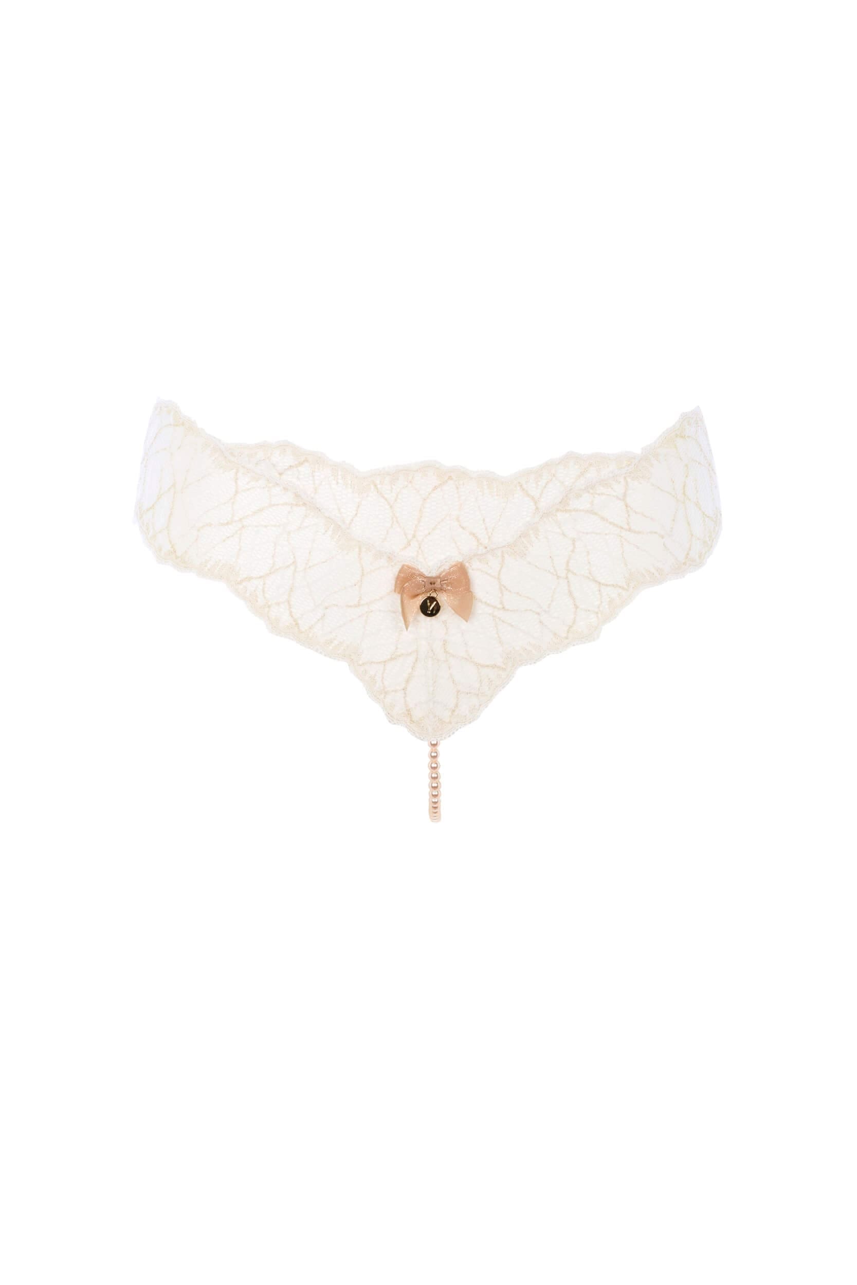 Bracli - Sydney Perlenstring Elfenbein - Luxus-Dessous mit Perlenkette Größe S