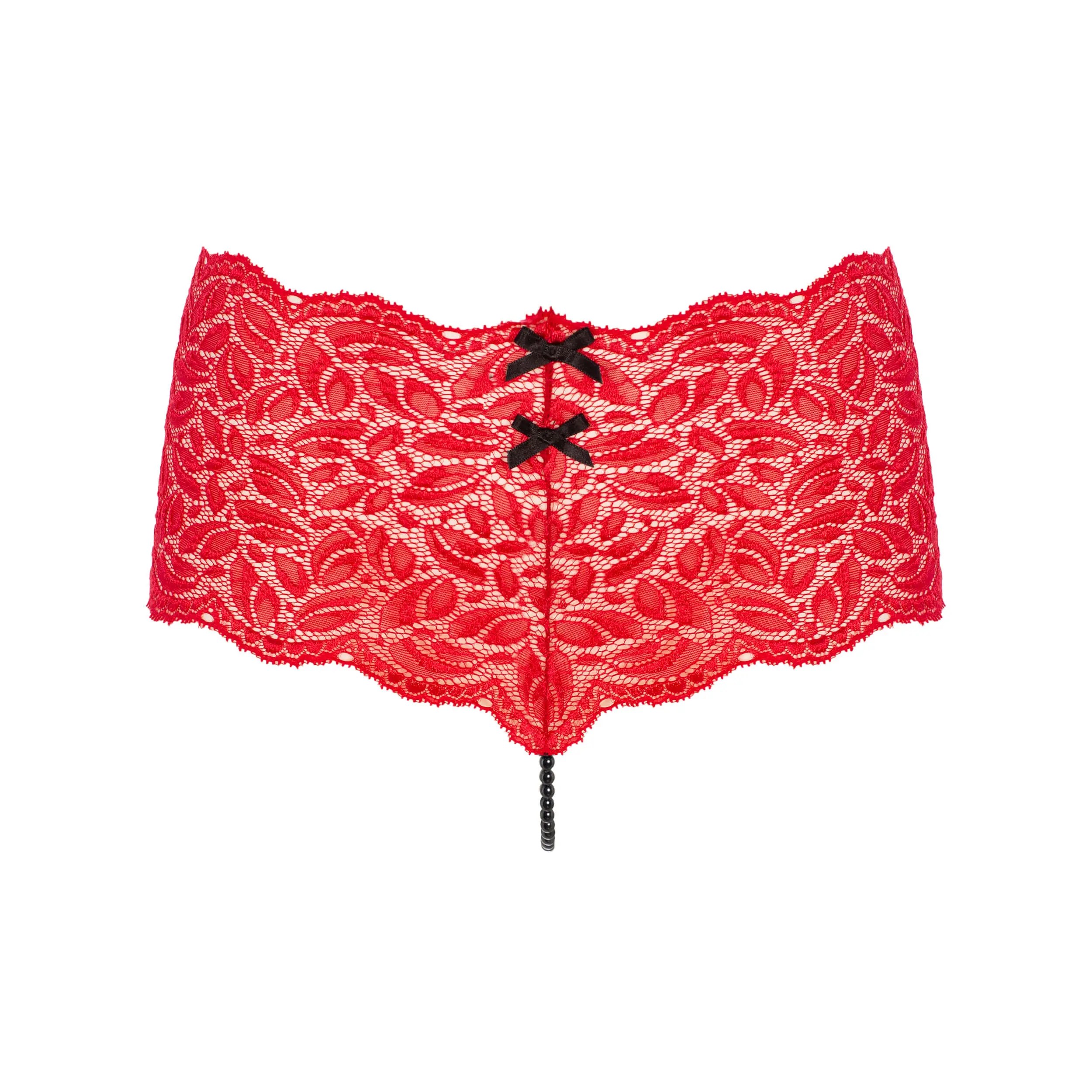 Bracli - Flame Paris Panty Rot - Luxus Perlenstring Dessous Größe Plus