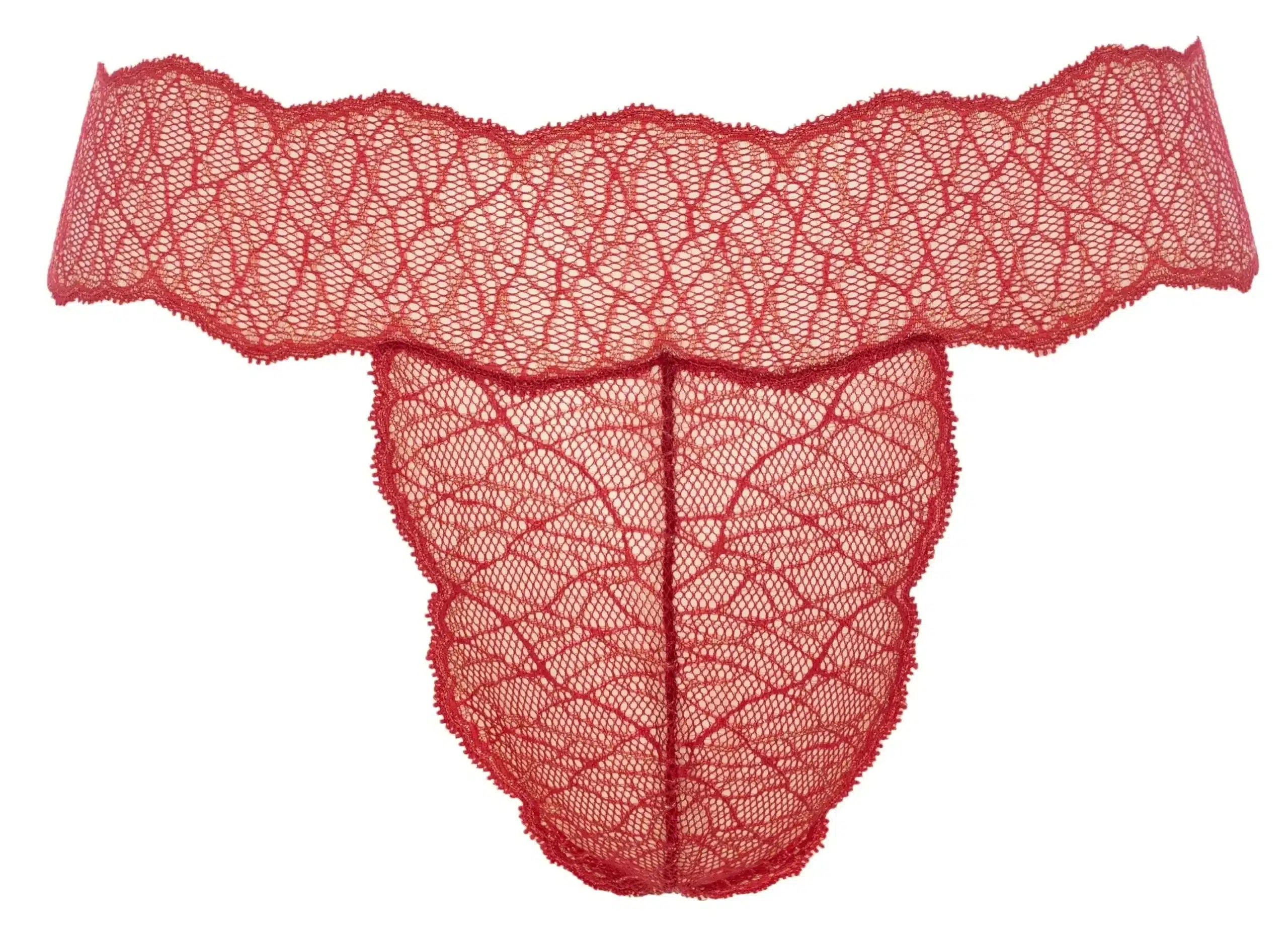 Bracli - Sydney Perlenstring Rot - Luxus-Dessous für Männer mit Perlen Größe S