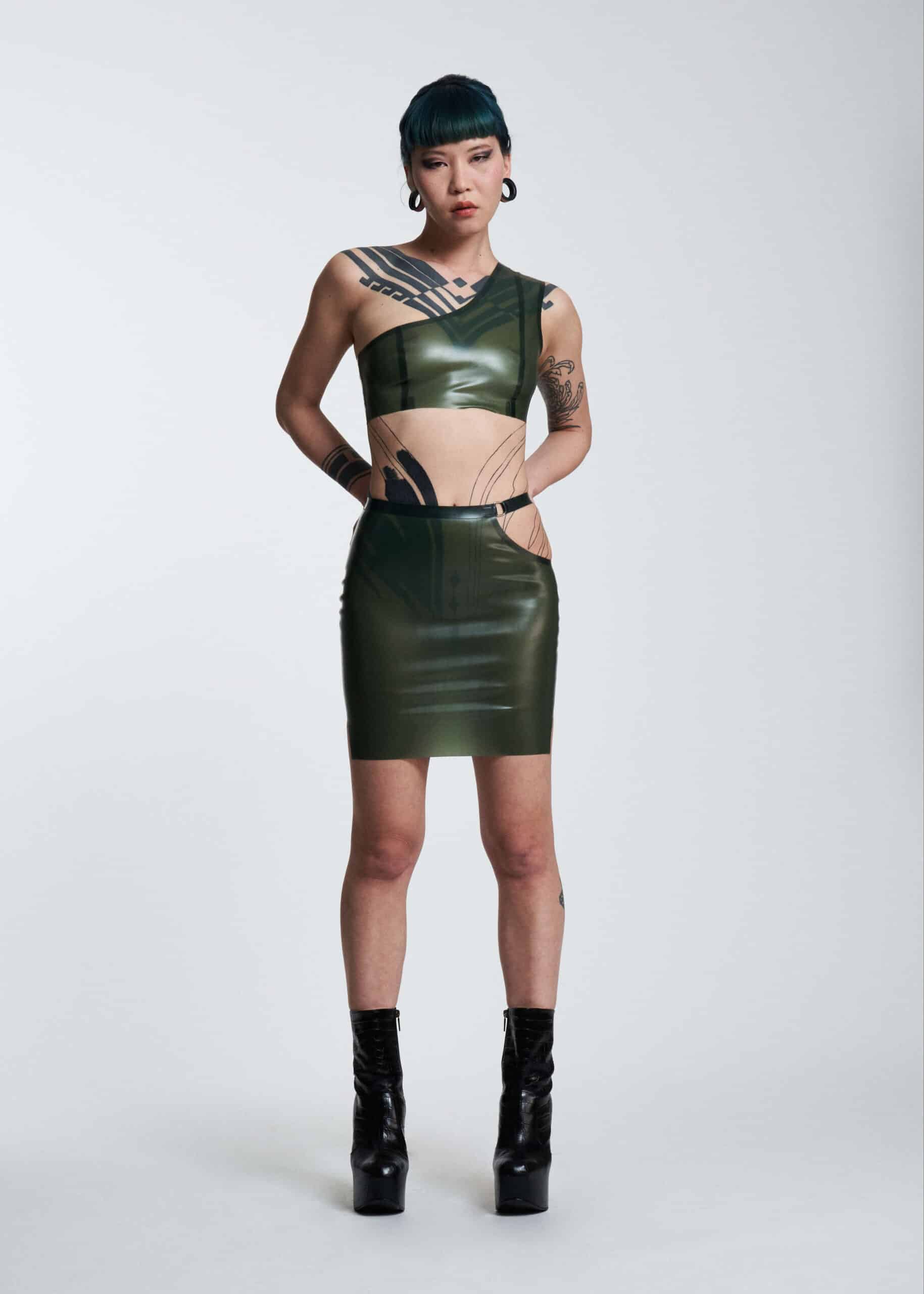 Filth Latex - Das Alice Halbtransparentes Latex Crop Top Größe M