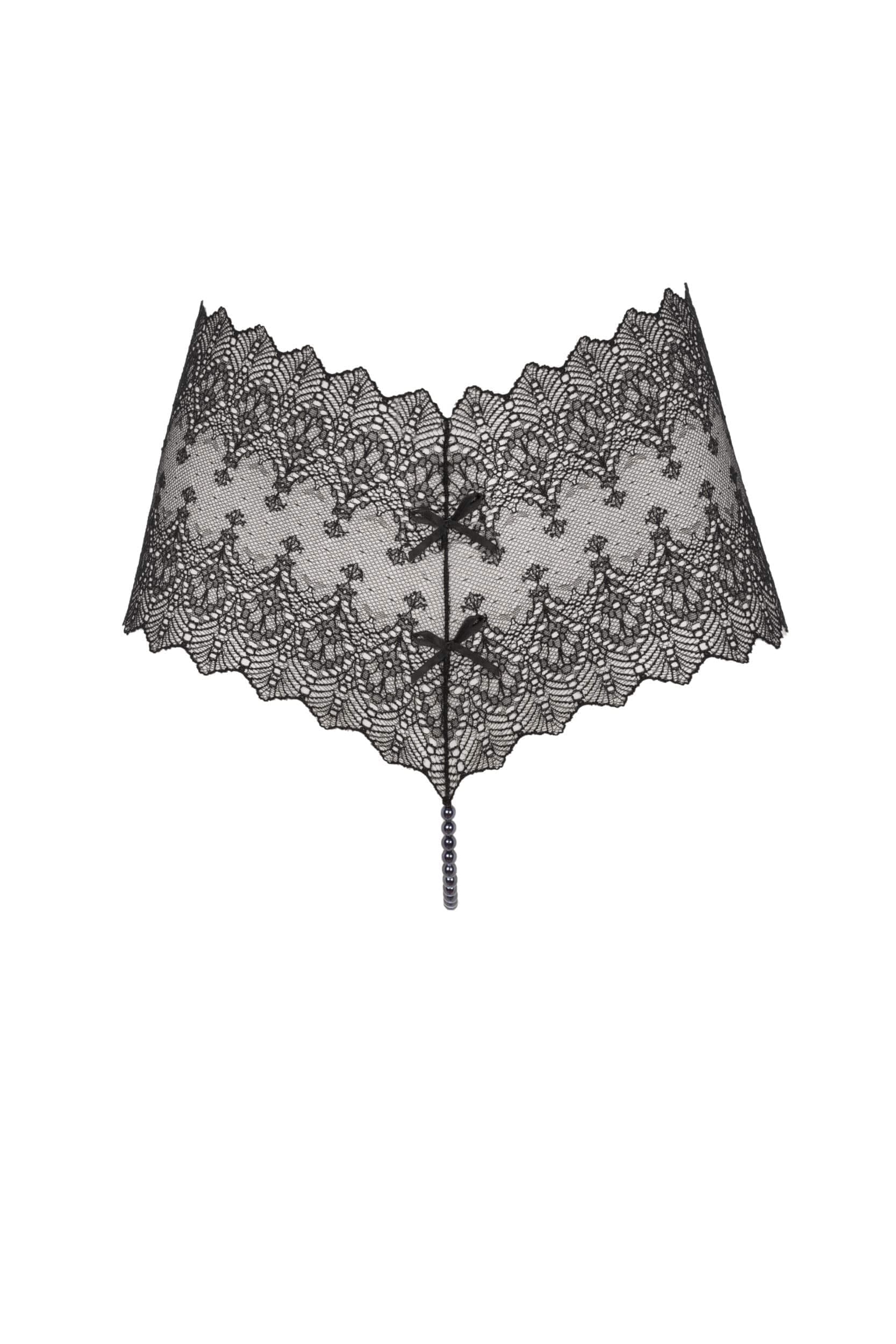 Bracli - Geneva Dark Tights - Luxus Perlenstring Dessous Größe M