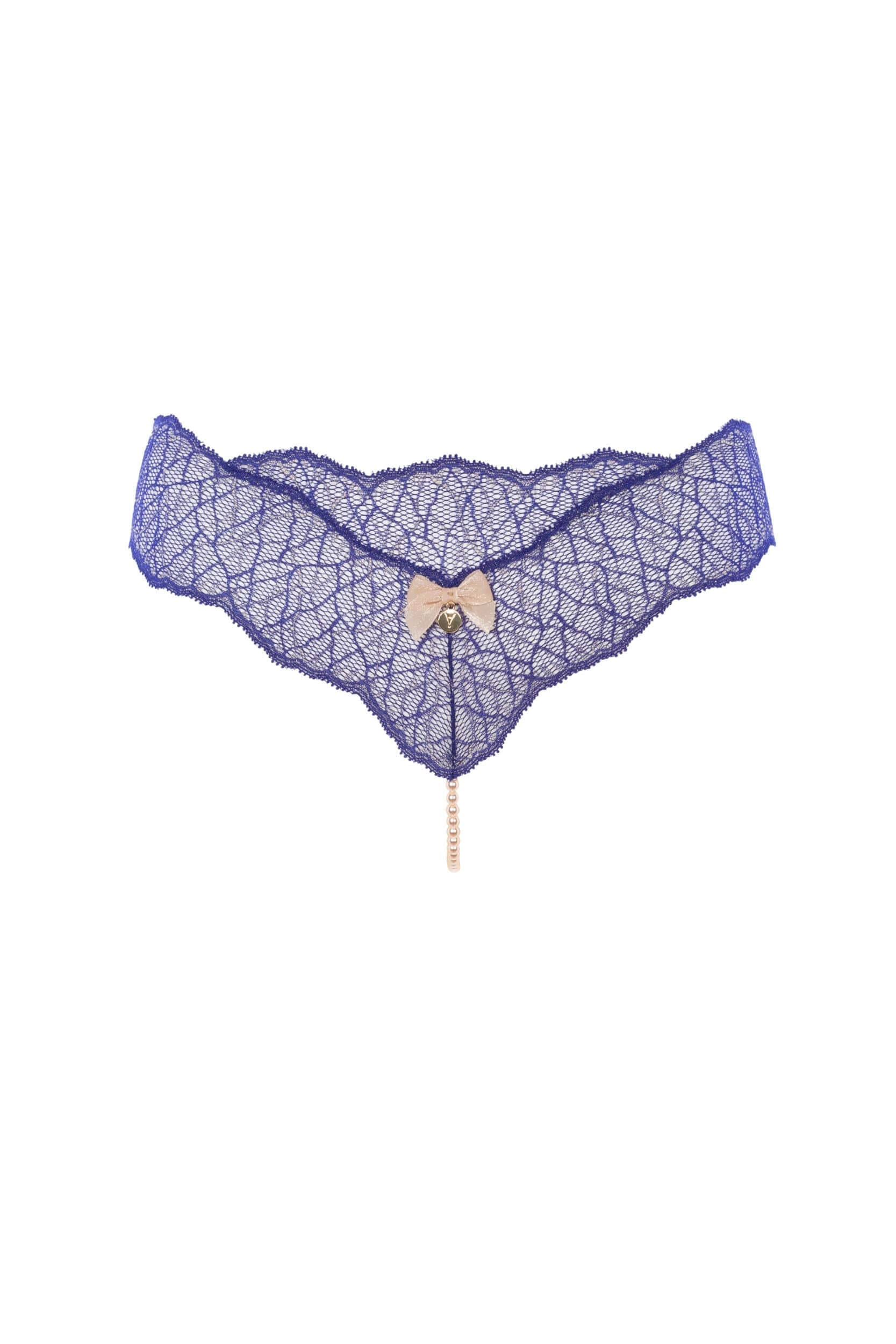 Bracli - Sydney Perlenstring Blau - Luxus-Dessous mit Perlenkette Größe L