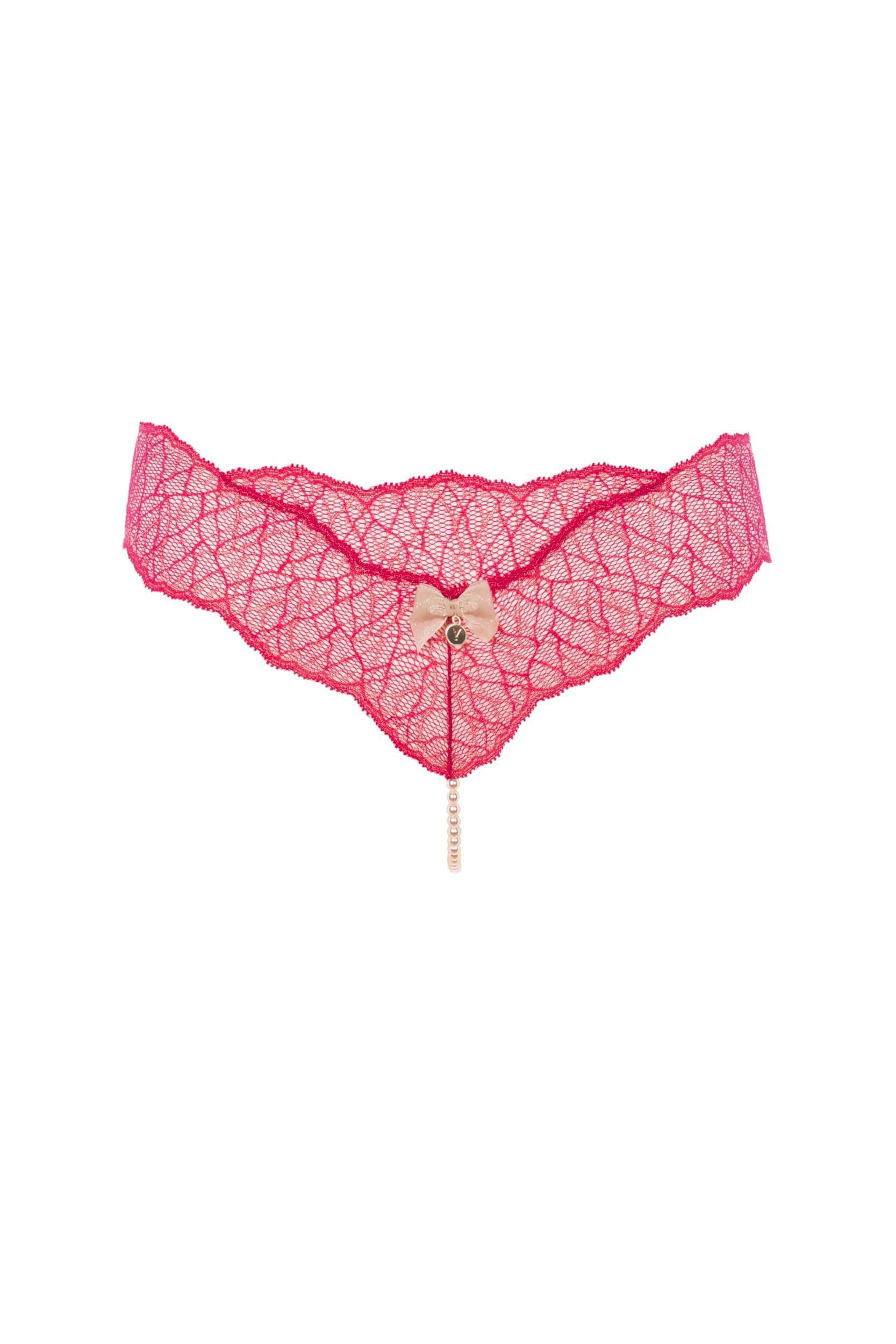 Bracli - Sydney Pearl String Rot - Luxus-Dessous mit Perlenkette Größe L