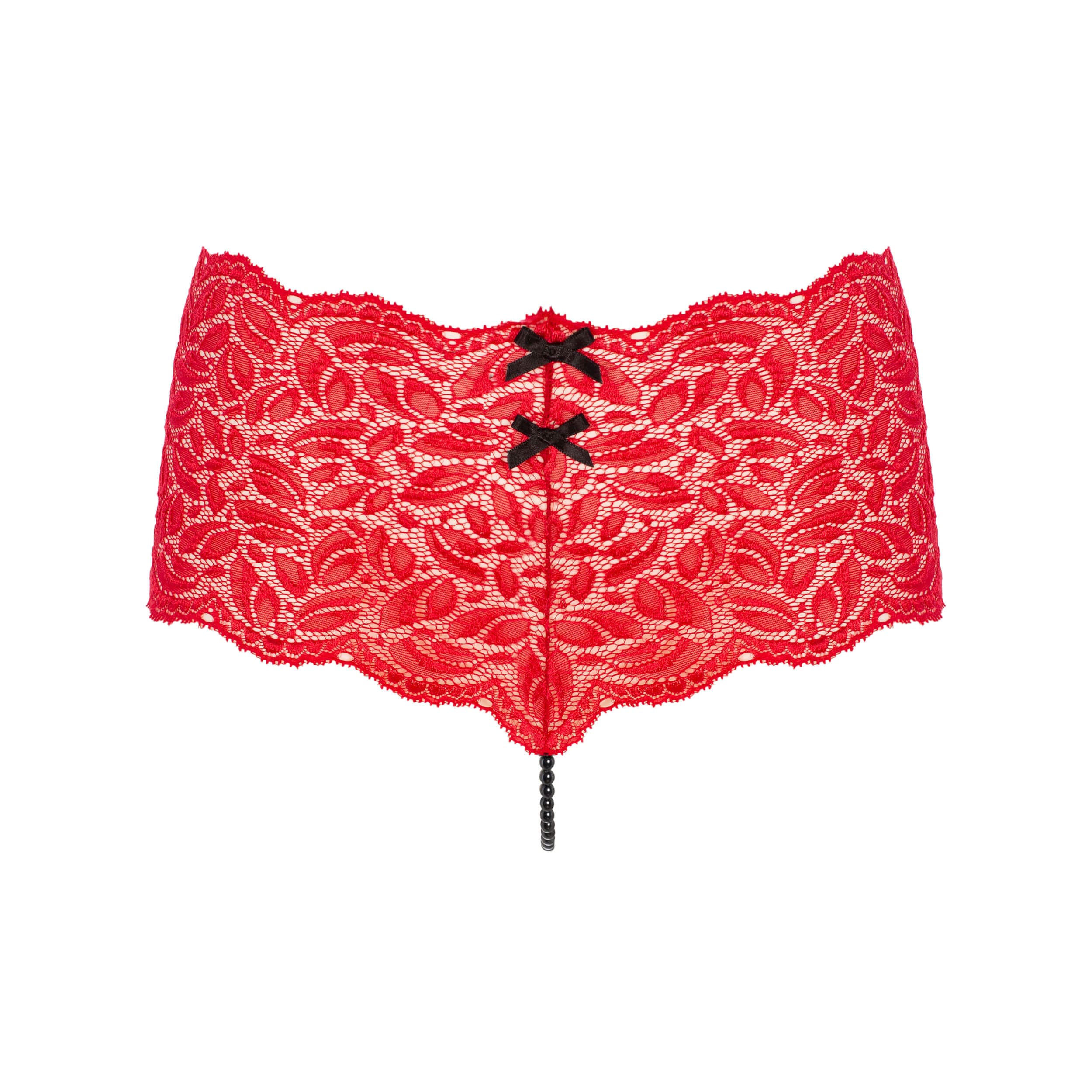 Bracli - Flame Paris Panty Rot - Luxus Perlenstring Dessous Größe S