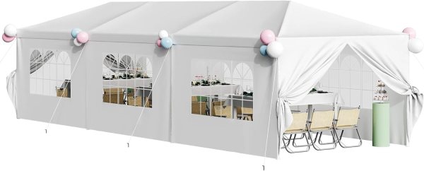 Flamaker Party Tent 10’x30′ Outdoor Wedding Canopy Tents for Parties with Removable Sidewalls Heavy Duty Event Booths Waterproof Gazebo Shelter (White)