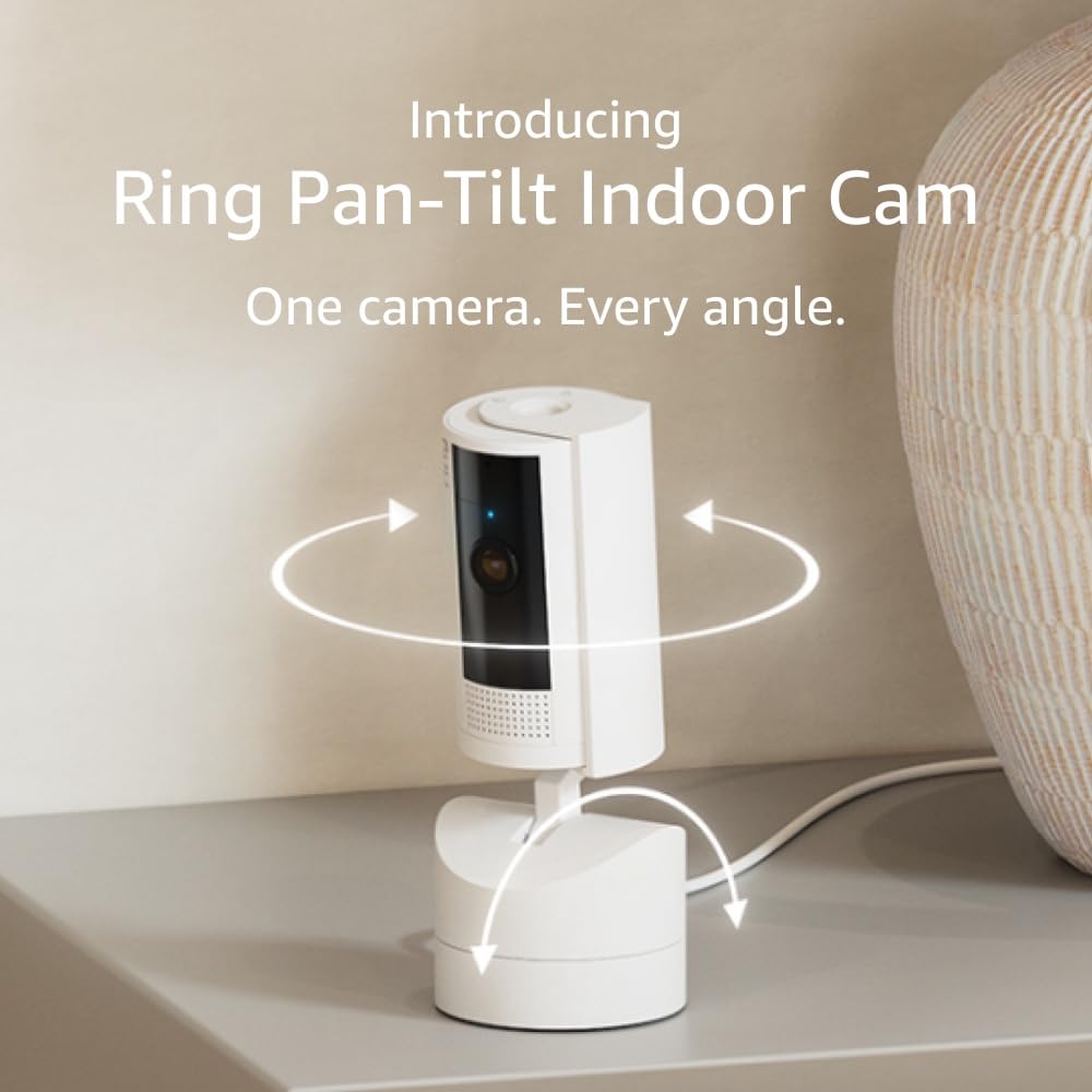 Ring Pan-Tilt Indoor Cam | See all around with 360° pan coverage, HD video, plus Two-Way Talk (2024 release) | White Ring Pan-Tilt Indoor Cam | See all around with 360° pan coverage, HD video, plus Two-Way Talk (2024 release) | White