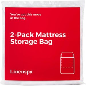 Linenspa Mattress Bag – 2 Pack Queen/Full Mattress Storage Bag for Moving and Storage – Mattress Protection – Polyurethane Mattress Storage bag Queen/Full, Clear