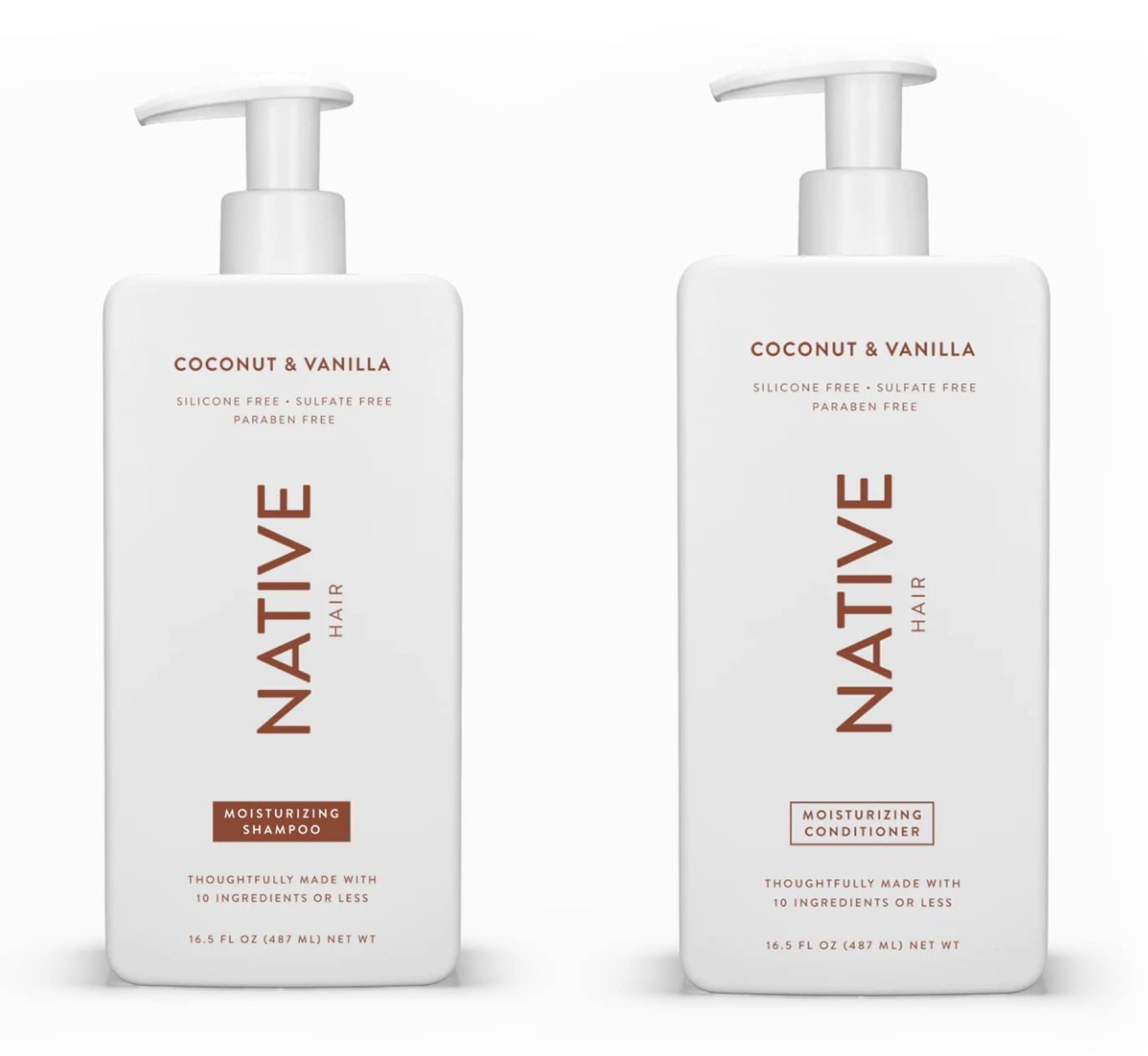 Native Shampoo and Conditioner Set | Sulfate Free, Paraben Free, Dye Free, with Naturally Derived Clean Ingredients| 16.5 oz (Coconut & Vanilla, Moisturizing), 2, 1.3 ounces Native Shampoo and Conditioner Set | Sulfate Free, Paraben Free, Dye Free, with Naturally Derived Clean Ingredients| 16.5 oz (Coconut & Vanilla, Moisturizing), 2, 1.3 ounces